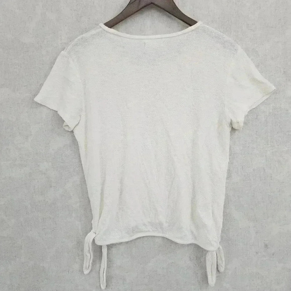 Madewell Scoop neck Short sleeve Tied Side Women's Shirt S Ivory 7993C - Picture 6 of 8